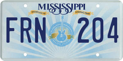 MS license plate FRN204