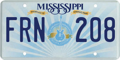 MS license plate FRN208