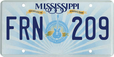 MS license plate FRN209