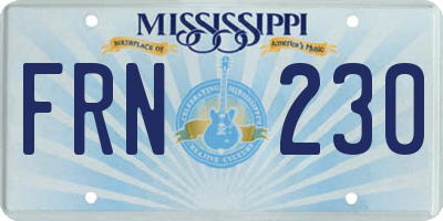 MS license plate FRN230