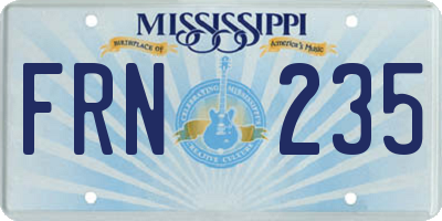 MS license plate FRN235