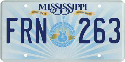 MS license plate FRN263