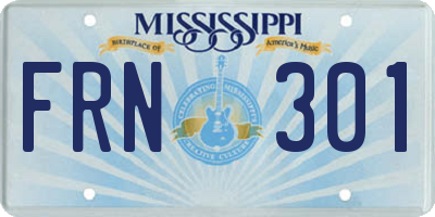 MS license plate FRN301