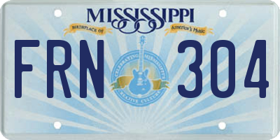 MS license plate FRN304