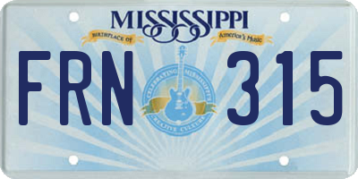 MS license plate FRN315