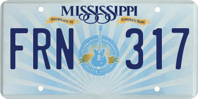 MS license plate FRN317