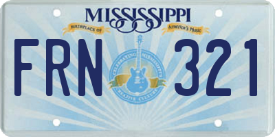 MS license plate FRN321