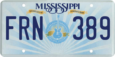 MS license plate FRN389