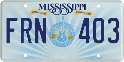 MS license plate FRN403