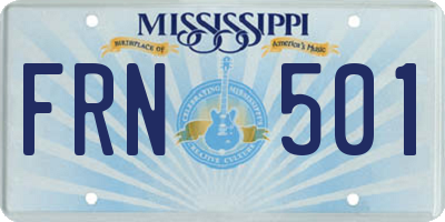 MS license plate FRN501