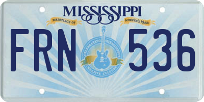 MS license plate FRN536