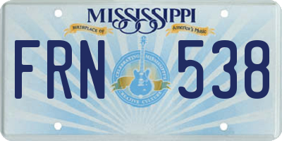 MS license plate FRN538
