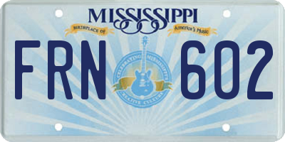 MS license plate FRN602