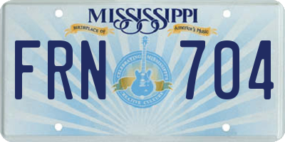 MS license plate FRN704