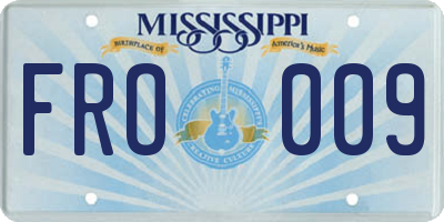 MS license plate FRO009