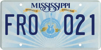 MS license plate FRO021