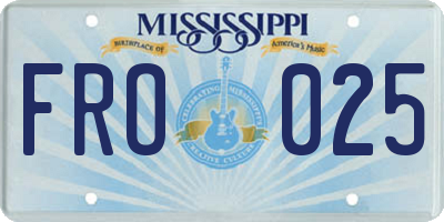 MS license plate FRO025
