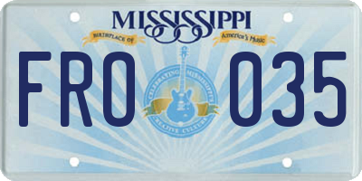 MS license plate FRO035
