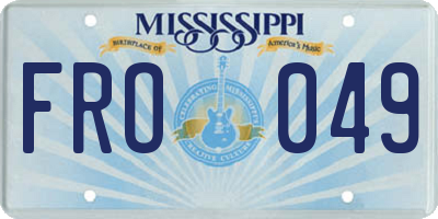 MS license plate FRO049