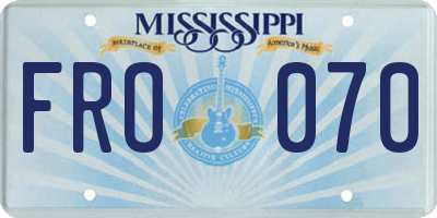 MS license plate FRO070
