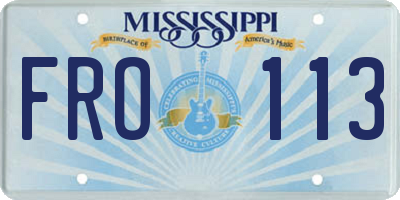 MS license plate FRO113