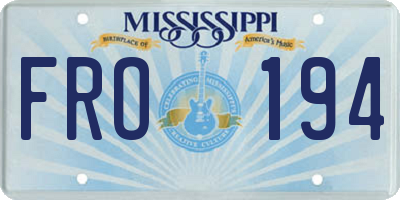 MS license plate FRO194