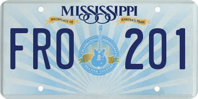MS license plate FRO201
