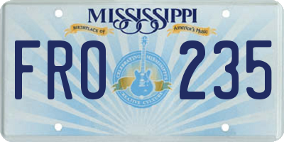 MS license plate FRO235