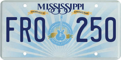 MS license plate FRO250