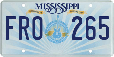 MS license plate FRO265