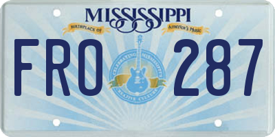 MS license plate FRO287