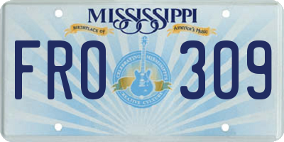 MS license plate FRO309