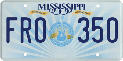 MS license plate FRO350