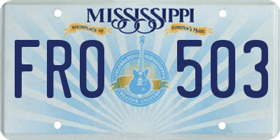 MS license plate FRO503