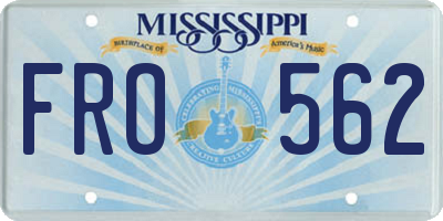 MS license plate FRO562
