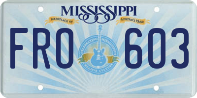 MS license plate FRO603