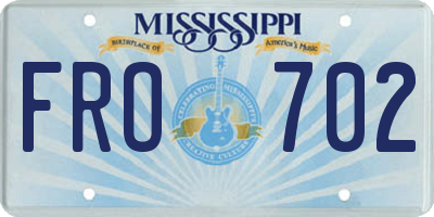 MS license plate FRO702