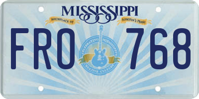 MS license plate FRO768