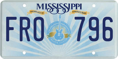 MS license plate FRO796