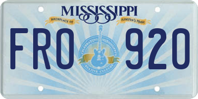 MS license plate FRO920