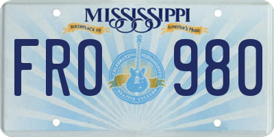MS license plate FRO980