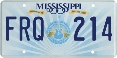 MS license plate FRQ214