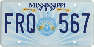 MS license plate FRQ567