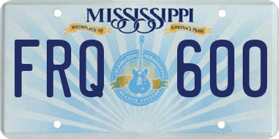 MS license plate FRQ600