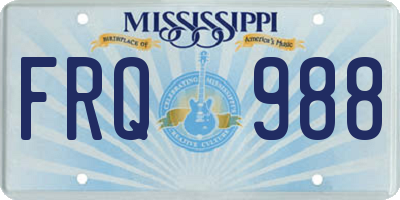 MS license plate FRQ988