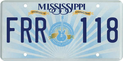 MS license plate FRR118