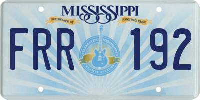 MS license plate FRR192