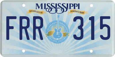 MS license plate FRR315