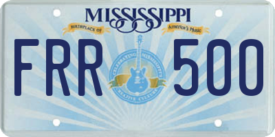 MS license plate FRR500
