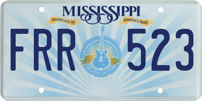 MS license plate FRR523